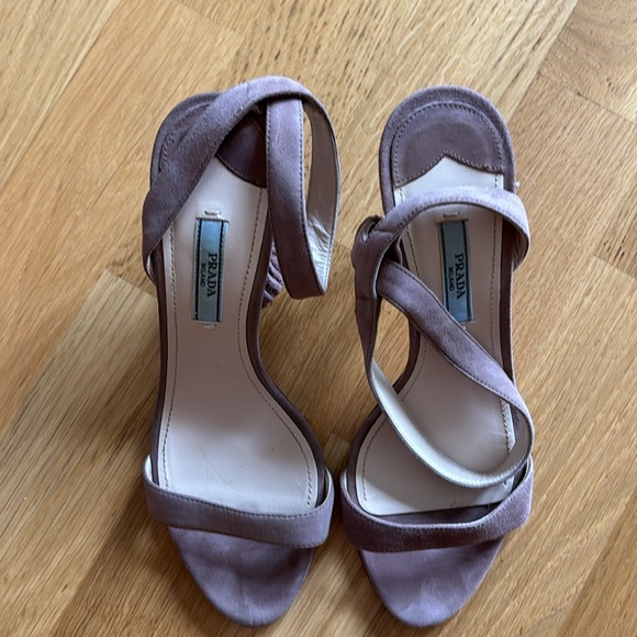 PRADA BLUSH SUEDE HEEL SANDAL - Picture 3 of 12